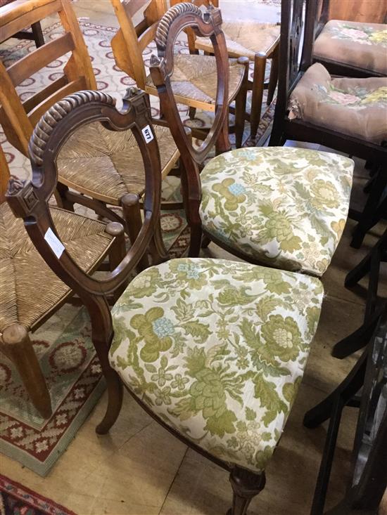 Pair Victorian spoon back chairs